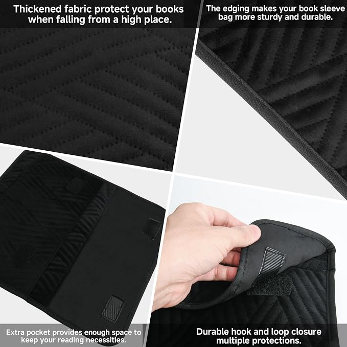 Durable Washable Reusable Soft Book Pouch Protector - For Hardcover Textbooks, Notebooks Up to 9.5'x12', Book Club Gifts