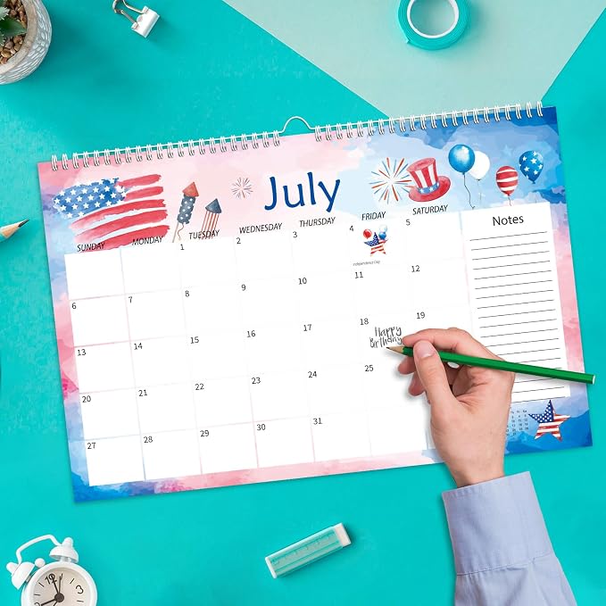 Watercolor Desk Calendar 2025-2026 with Seasonal Monthly Holiday Planner Stickers24 Months Large Deskpad Calendar 17x11"