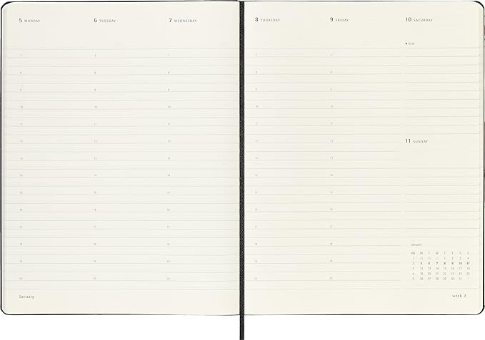 Moleskine PRO 12 Month 2026 Weekly Vertical Planner, Hard Cover, XL (7.5" x 9.75"), Black, 288 pages