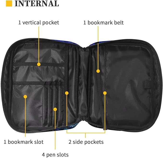Suobstales Night Sky Bible Cover for Women Men, Starry Sky Carrying Book Case Church Bag Bible Protective with Handle and Zippered Pocket Bible Holder