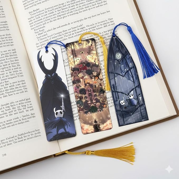 Cartoon Anime Knight Acrylic Bookmark - Hallownest Hornet Theme Gaming Bookmarks Gift for Fans, Anime & Manga Lovers, Bookworms (3PC Hollow Bookmark)
