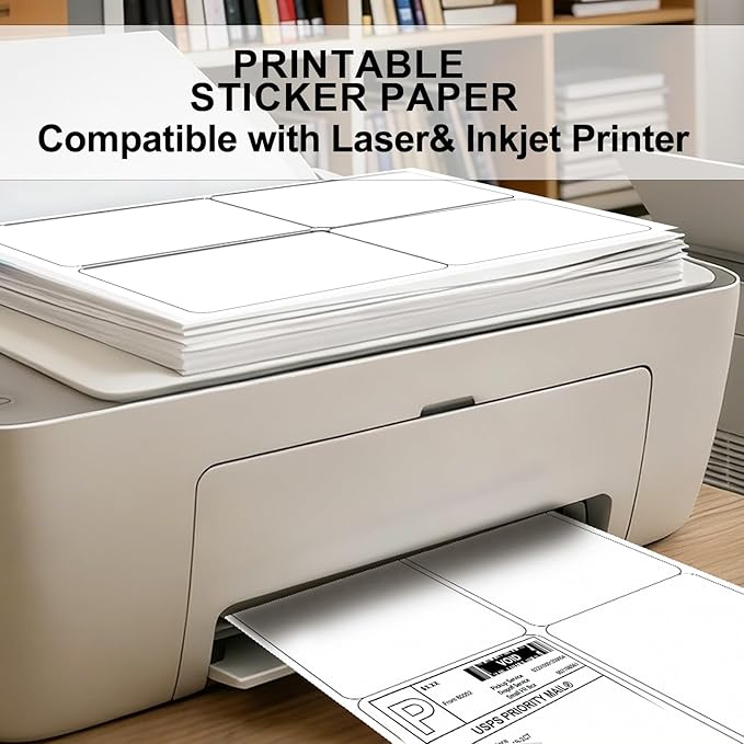 4"x5" Shipping Address Labels, Matte White Printable Labels, 1920 Total (480 Sheets, 4-Up), Compatible with Laser & Inkjet Printers for Packaging & Mailing