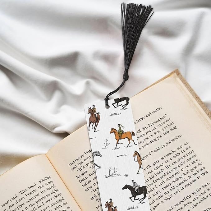 Equestrian Horse 5pcs Wood Bookmarks with Tassel for Planner Reading Book Lovers Accessory Readers Men Women 4.6 X 1.2 Inch