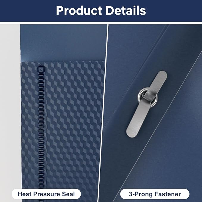12-Pack Plastic Folders with Pockets and Prongs,2-Pocket Folders with 3 Fasteners, Poly Folders Holds 8-1/2" x 11" Paper for School/Office/Home, Blue