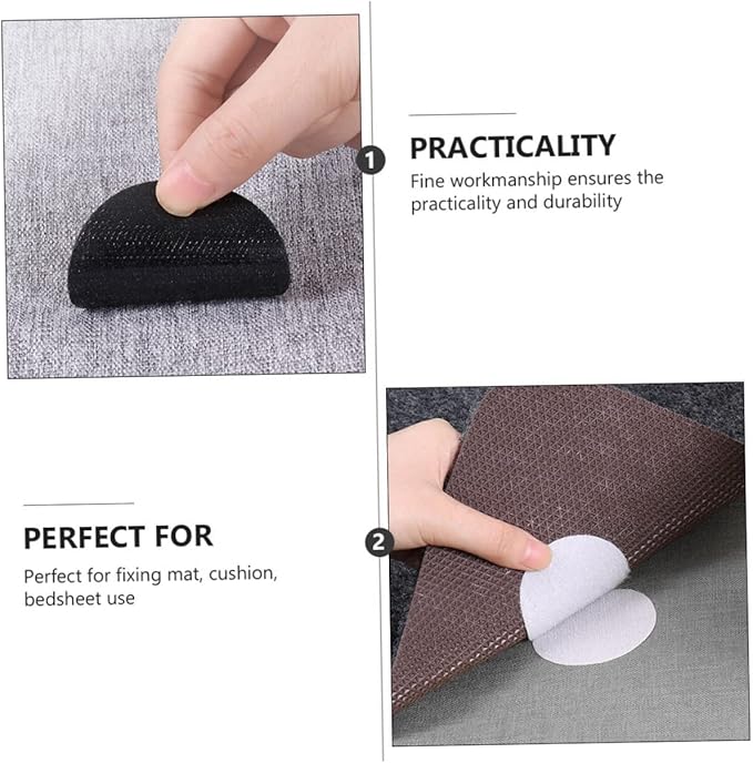 STOBOK 20 Pairs Self-Adhesive Hook and Loop Fixing Stickers for Sofa Cushions No Trace Design for Home Furniture and Bed Sheets