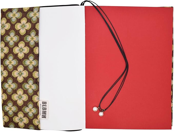 BLBMH 10x7 Book Cover | Handmade Non-Stretch Fabric Bible Cover with Bookmark | Washable Large Hardcover Paperback Protector | Privacy Reading Gift for Women - Vintage Flowers