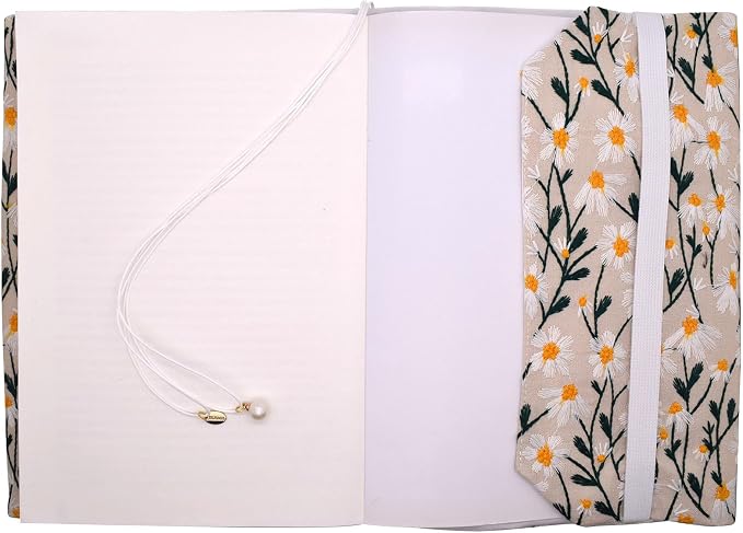 BLBMH 6.5x9.5 Bible Cover Fixed Non-Stretch Fabric Book Protector with Bookmark | Handmade Washable Sleeve for Hardcover/Paperback | Gift for Women - Daisy2