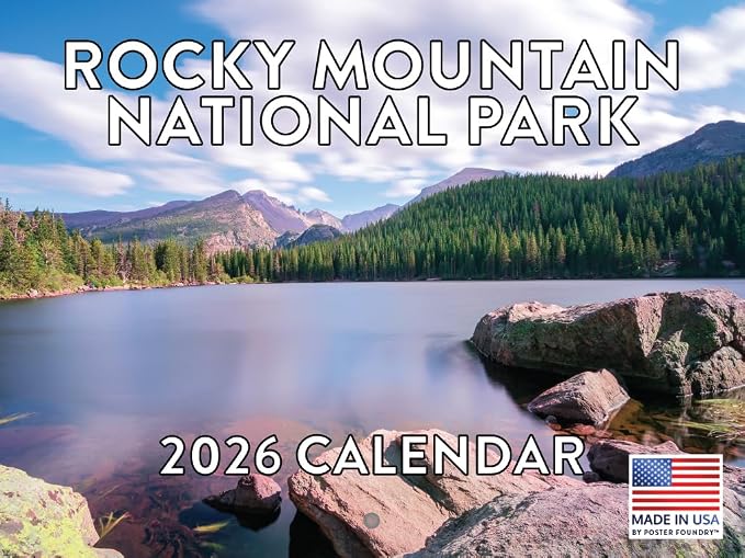 Rocky Mountain National Park Calendar 2026 Colorado Mountains The Rockies Monthly Wall Calender 12 Month | American Made In The USA