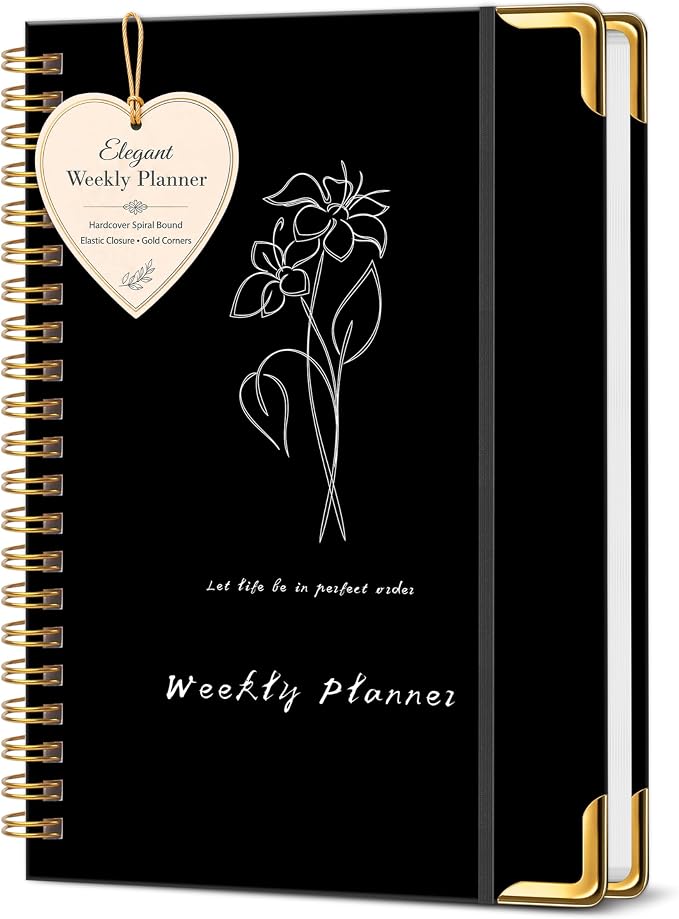 Undated Weekly Planner, Weekly To Do List Notebook with Goal & Habit Tracker Organizer, A5 Hardcover Weekly Planner for ADHD, Office School Home Supplies, Reduces Stress and Boosts Productivity - Black