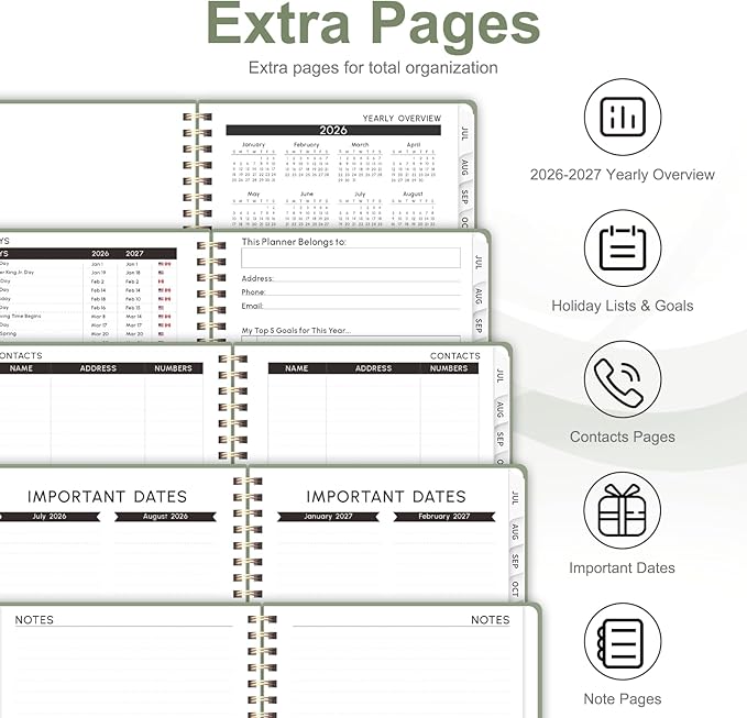 Planner 2026-2027, Weekly and Monthly Academic Year Calendar Planner, July 2026 - June 2027, Daily Agenda Book for Office School Supplies, A5(6.3'' x 8.5'')