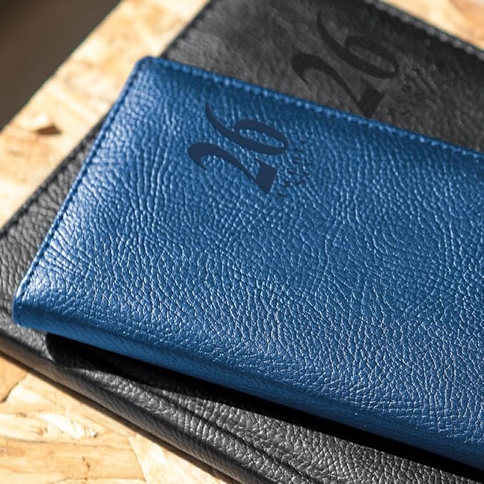 Letts of London® 2026 Milano Weekly/Monthly Planner, 12 Months, January to December, A5 Size, 8.25" x 5.875", Sewn Binding, Textured Cover, Multilingual, Blue (C080570-26)