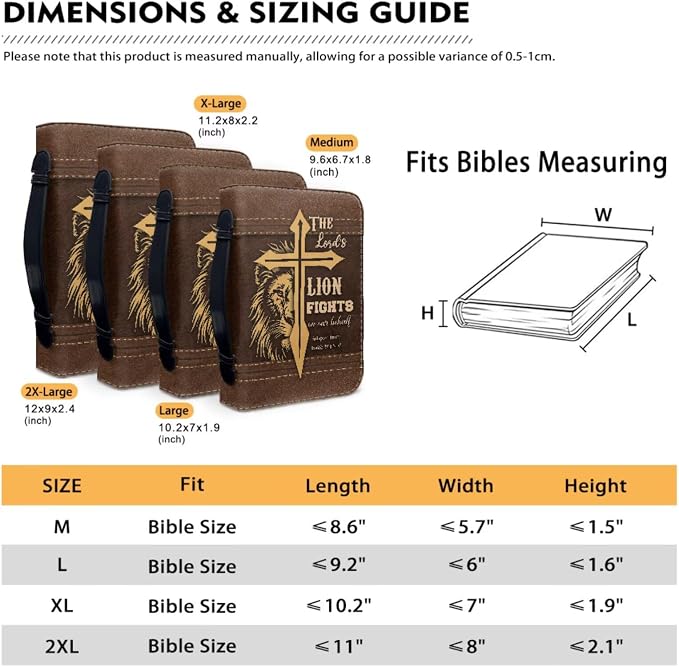 Retro Religious Thorns and Cross Bible Case with Bookmark Waterproof Bible Cover Case for Women Lightweight Bible Bag with Handle Pockets Church Book Bag Brown