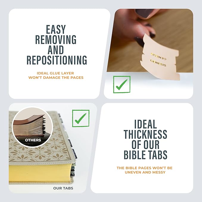 Book Bible Tabs – 100 Soft-Touch, Laminated Bible Tabs for Holy Bible – Durable Tabs for Bible – Protestant & Catholic Bible Tabs Large Print – Green & Blue Bible Tabs for Women & Men
