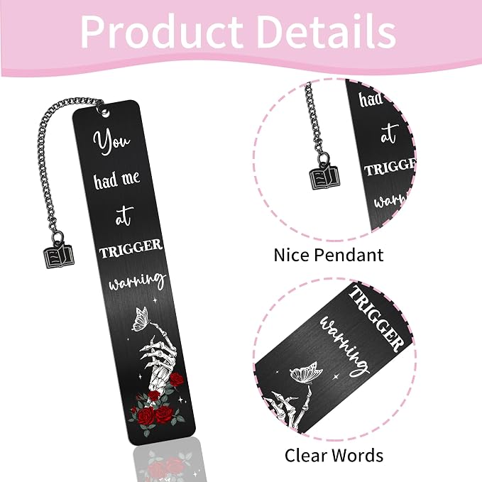 Dark Romance Metal Bookmark, Gothic Book Marks with Roses Design, Spicy Smut Page Marker Clips for Book Lovers, Dark Romance Merch Bookish Gifts for Reading Women Birthday Christmas
