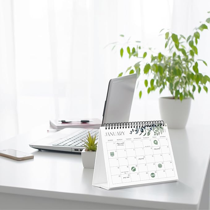 Aesthetic Desk Calendar 2026-2027 - Runs from January 2026 until July 2027 - Beautiful Small 26-27 Flip Desktop Calendar for Easy Organizing