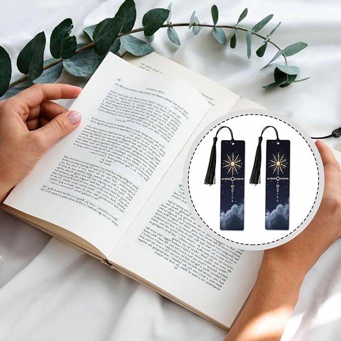 Galaxy Starry Bookmarks 5 Pcs Space Cloud Sky Wooden Bookmark with Tassels for Reading Book Lovers Gift Office School Readers Teacher