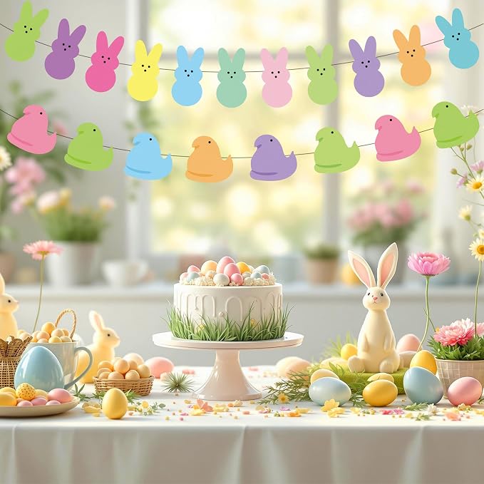 Yopyame Easter Bulletin Board Cutouts - 78pcs Easter Bunny Peeps Rabbit Chick Cutouts Paper Cutting Bulletin Board Decor Bunny Chick Name Tags Cutout Classroom Wall Decor for Kindergarten Preschool