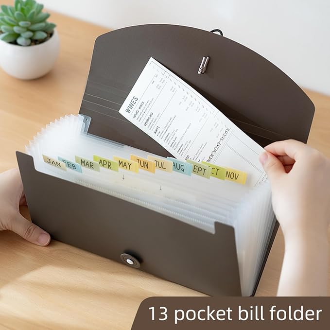 Check Size 13 Pocket Expanding File Folder, Accordion File Organizer Wallet Case for Coupon Receipt Storage,Business Document Organizer Wallet,10 x 5.5 inches