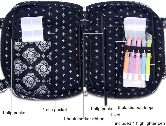 Bible Cover for Women with Adjustable Straps, Extra Large Study Bible Carrying Case Bag with Zip Pocket, 11.3x8.3x2.7 Inches