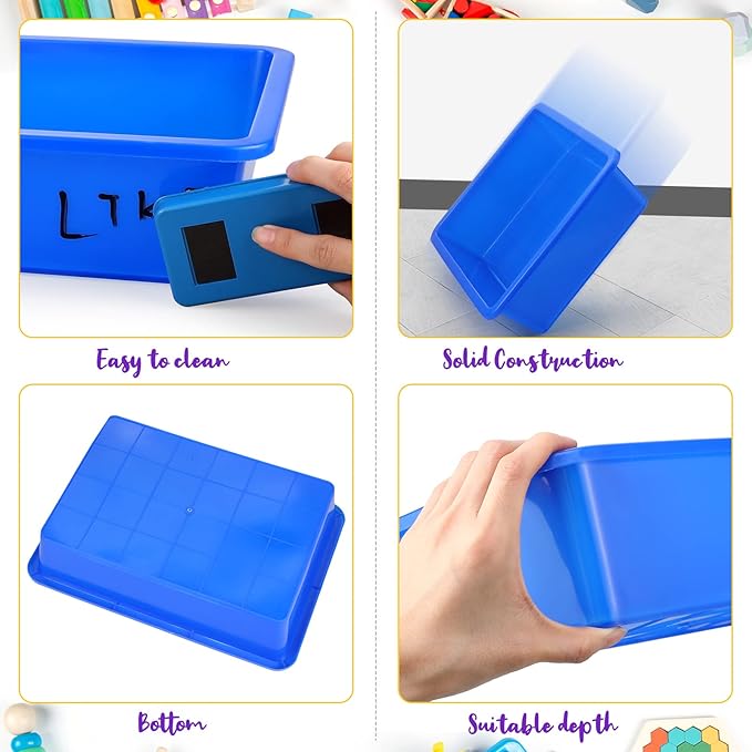 Hoteam 10 Pcs Flat Storage Organizer Tray Bin Paper Tray for Classroom Plastic Stackable File Organizer for School Office Teacher Book Organization(Multicolor,13.78 x 9.84 x 3.15 Inch)
