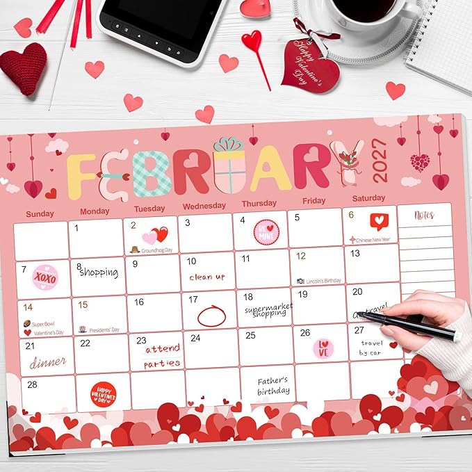 GuassLee Desk Calendar 2026 - Colorful Desk Calendar from Sep. 2025-Mar. 2027, 17 x 11.5 inches, 19 Monthly Calendar with Hanging Rope, Notes and Large Ruled Blocks for Home School Office