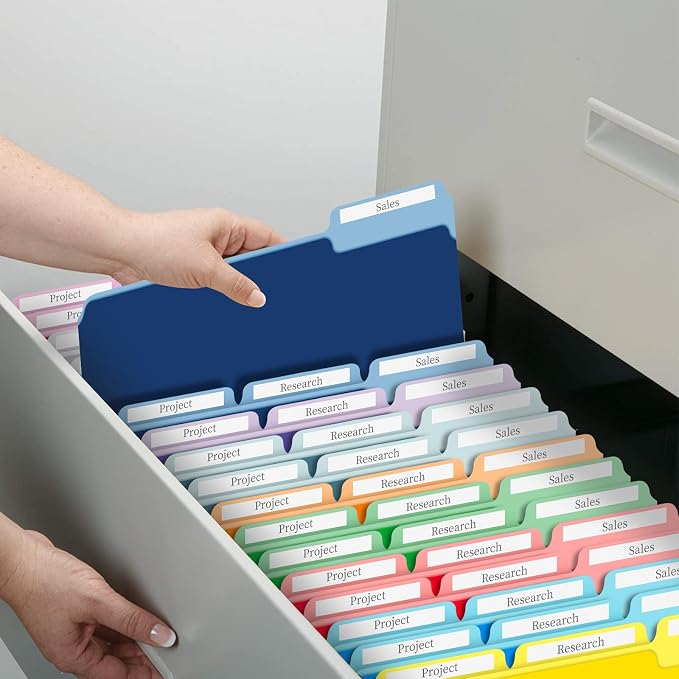 WEMEMORN 120 Pack Two Tone Color File Folders 8.5 x 11 Inch, 1/3 Cut Tab File Folders Letter Size, Assorted Colors, 10 Color File Folder, School Business Office Home Folders for Document Organization