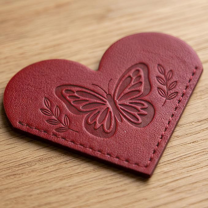 Leather Heart Bookmarks for Women - 6 Pcs Butterfly Embossed Corner Page Bookmarks, Cute Book Marks Gift for Book Lovers Teachers Students, Butterfly Gifts for Women Reading Accessories