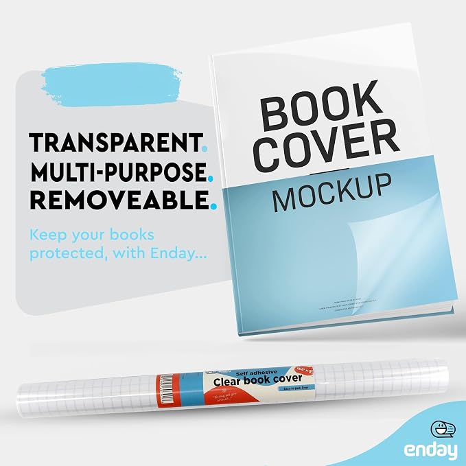 Clear Contact Paper, 13.5” x 5-Feet, Transparent Self Adhesive Book and Textbook Covers for Paperbacks and Hard Covers, Plastic Protective Covering Contact Paper Roll, Acid Free, 48 Rolls – by Enday