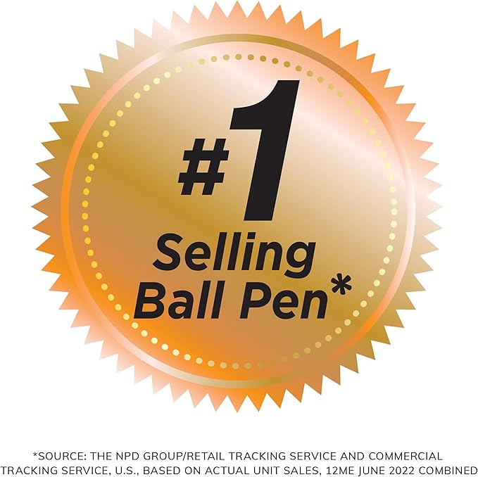 BIC Round Stic Xtra Precision Fine Blue Ballpoint Pens, Medium Point (0.8 mm), 12-Count Pack, Excellent Writing Pens
