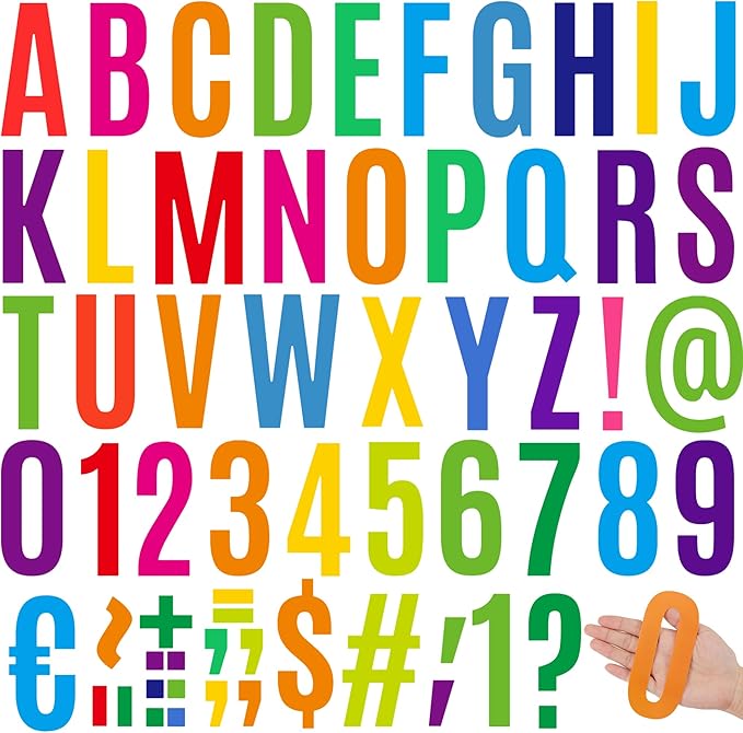 240Pcs 5 Inch Bulletin Board Letters Large Letter Stickers Colorful Vinyl Alphabet Stickers Numbers and ABC Cutouts Letters for Post Board Chalkboard Crafts Classroom Decoration (Colorful, 5 Inch)