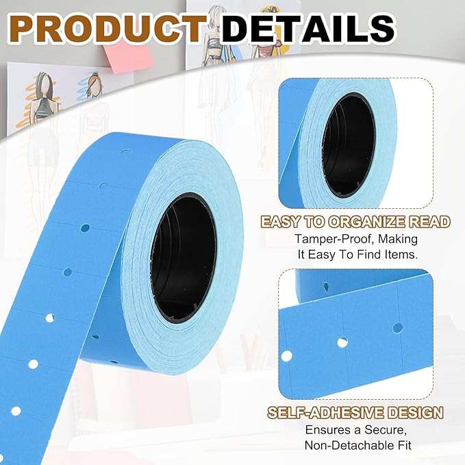 PATIKIL Pricing Labels, 10 Rolls 8000 Price Price Gun Labels Self-Adhesive Rectangular Puzzle Shape Marker Tag Stickers for Date Gun, Blue