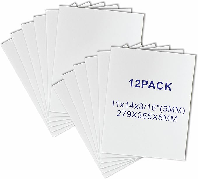 12 Pack Foam Core Board, ZJCEASER 11 x 14 White Poster Board, 3/16" Thickness Sign Board Craft Foam Sheet for Signboards, School Projects, University Displays, College Events, Arts & Crafts, Framing