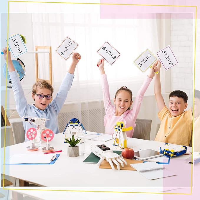 Henoyso 48 Pcs Dry Erase Answer Paddle with Markers Handheld Double Sided Paddles Colorful Flip Answer Dry Erase Paddles White Boards for Students Kids Score Boards Teacher (Rectangle Classic)