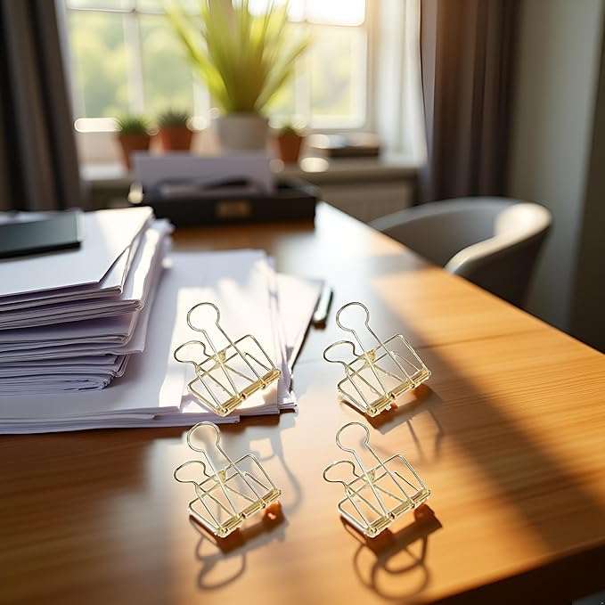 4Pcs Gold Hollow Out Long Tail Wire Binder Clips Paper Binder Clip Large Binder and Paper Clips Small in Size and Light in Weight,Clips, Clamps,Office Products Tape, Adhesives and Fasteners 51mm