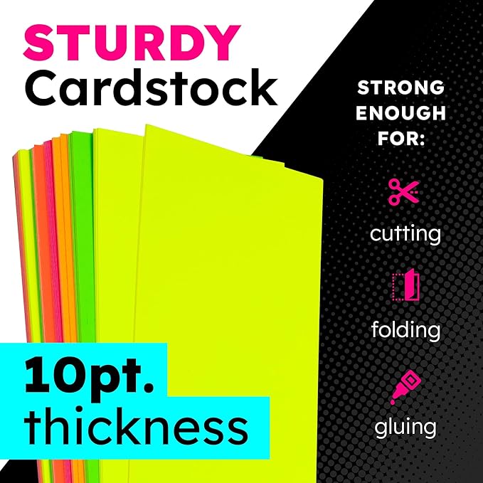 Hygloss Medium Poster Board 4x11 - 50 Neon Pink Single Color Bulk Pack - 10 Pt. Thickness Colored Poster Board Paper for Projects, Signs, Displays - Posterboard Multipack 4" x 11"