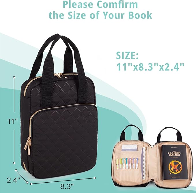 Bible Cover for Women, Bible Case with Handles,Carrying Bible Bag Scripture Case Church Bag Bible Protective with a Zippered Front Pocket & Back Pocket