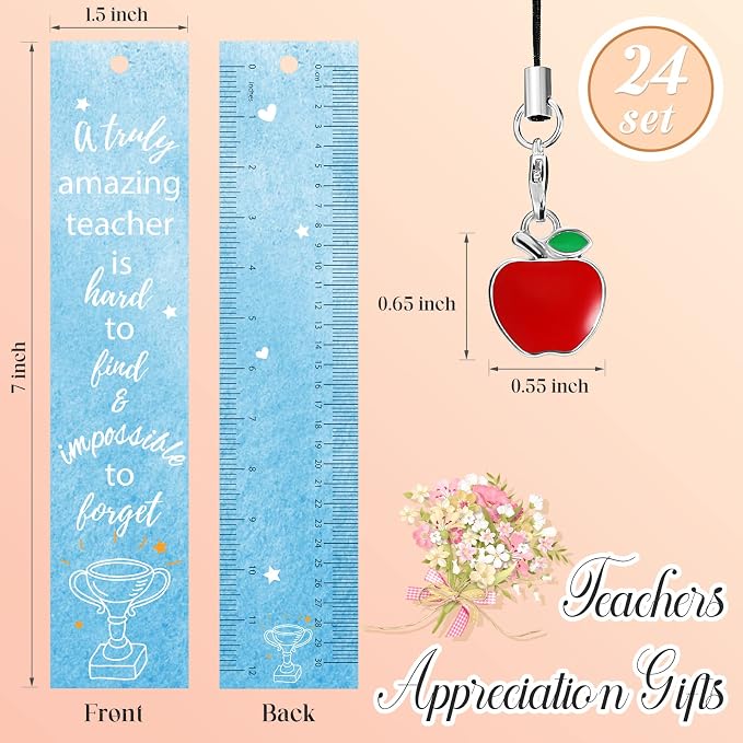 Outus 24 Set Teacher Appreciation Bookmark End of Year Thank You Gifts Bulk for Teacher from Student Graduation Back to School Bookmark Reading Page Clip Accessories for Women School Classroom