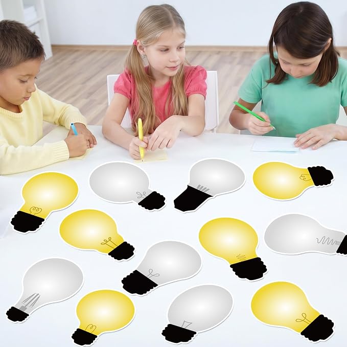 60PCS VBS 2026 Light Bulb Theme Cutouts Religious Light Bulb Bulletin Board Decorations VBS Lightbulb Paper Cut-Outs Classroom Decor for DIY Craft Photo Kindergarten Preschool Wall Door Supplies