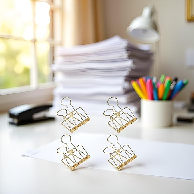 4Pcs Gold Hollow Out Long Tail Wire Binder Clips Paper Binder Clip Large Binder and Paper Clips Small in Size and Light in Weight,Clips, Clamps,Office Products Tape, Adhesives and Fasteners 51mm