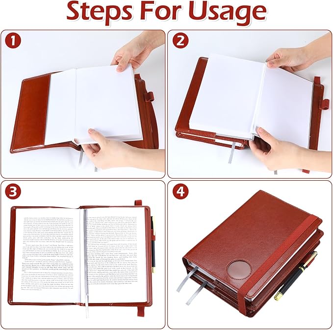 Motipuns 1 Pack Double AA Book Cover & 12 Steps & 12 Leather Double AA Book Cover Medallion Holder Paperback Protector Leather Gift for Women Men (Brown)