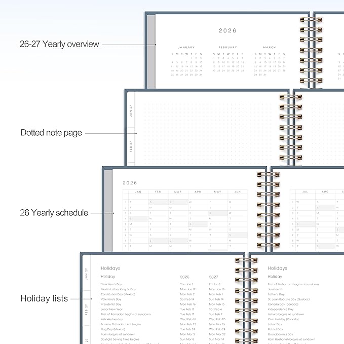 And Per Se 2026 Planner, A4 Size-Daily, Weekly & 18-Monthly Planner, Daily Schedule, Monthly Tabs, 100 GSM Thick Paper(Dark Blue)