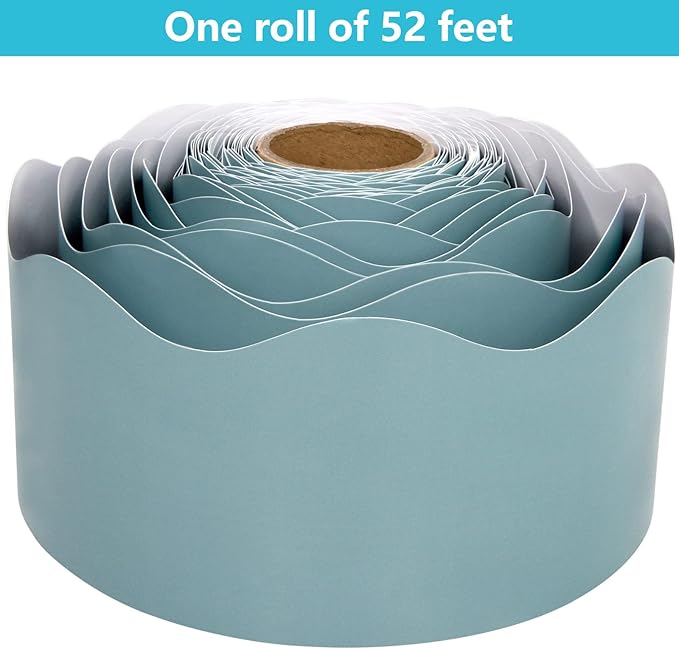 Fancy Land Calming Blue Bulletin Board Border Scalloped Border Trim for Classroom 52ft