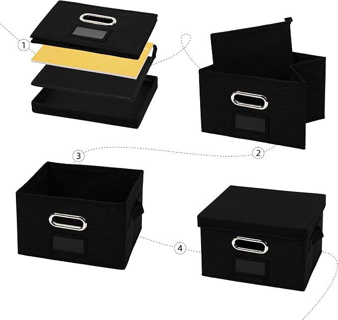 Greeting Card Organizer and Storage Box with 40 Pcs Adjustable Dividers, Storing Cards with 168 Pcs Labels Perfect for Storing Greeting Cards, Envelopes, Photos 2 Pack Black