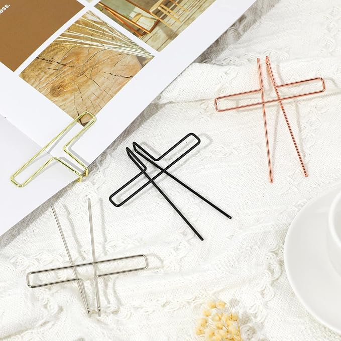 Book Clips to Hold Book Open, 4 Packs Book Holders for Reading Hands Free Metal Music Book Page Holder Portable Book Opener Holder Clips for Women Girls Student Teacher Book Lovers Reading Accessories
