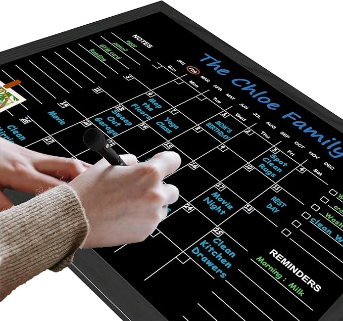 TORASO Chalkboard Calendar,13" × 17" Small Size Calendar Magnetic Chalk Board, Monthly and Weekly Chalkboard, Family Planner(Family-HB-3343)