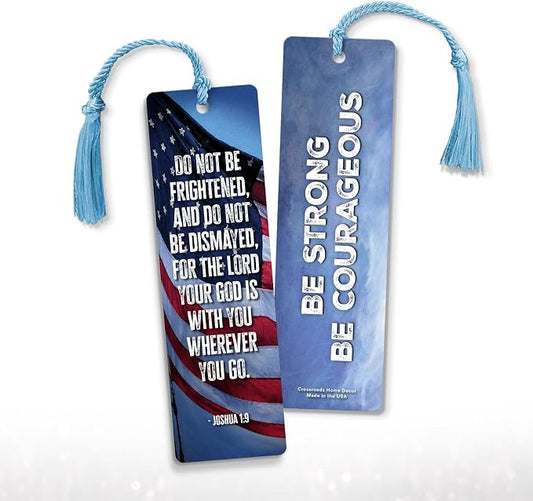 Be Strong and Courageous Bookmark 12 Pack, Patriotic Encouragement Bookmark, Faith and Strength Keepsake, 7.25" x 2"