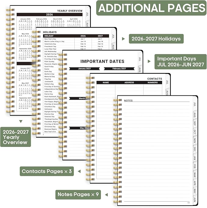 Academic Planner 2026-2027, Weekly and Monthly Calendar Book, July 2026 – June 2027, Hardcover Planner with Tabs, Perfect for Teachers, Students, Women & Men, A4 (8.5" x 11") - Forest Botanica