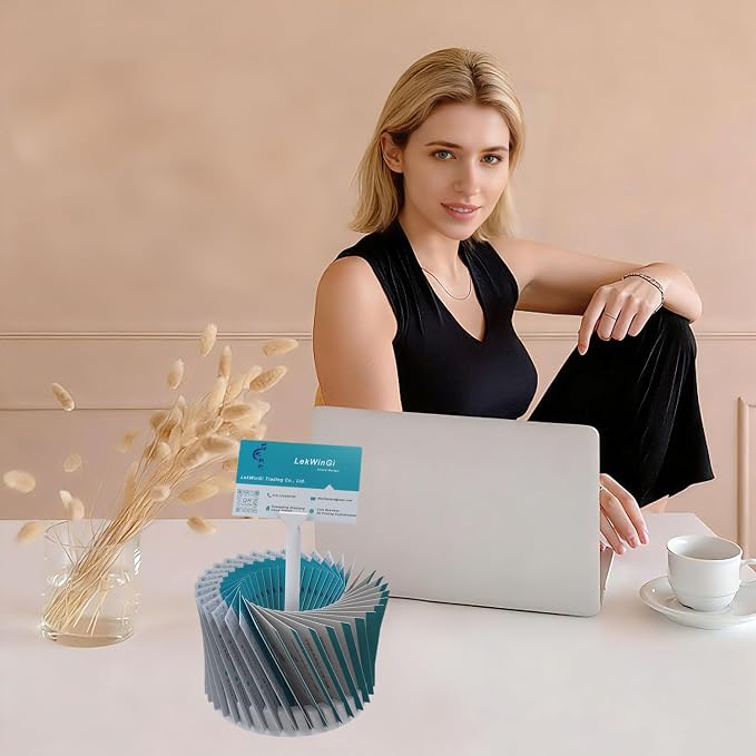 Rotating Business Card Holder, 20-36 Cards Capacity, Desktop Business Card Display Stand with Label Slot, 11.2cm Base & 13.6cm Pole, White Office Organizer for Home, Office, Reception