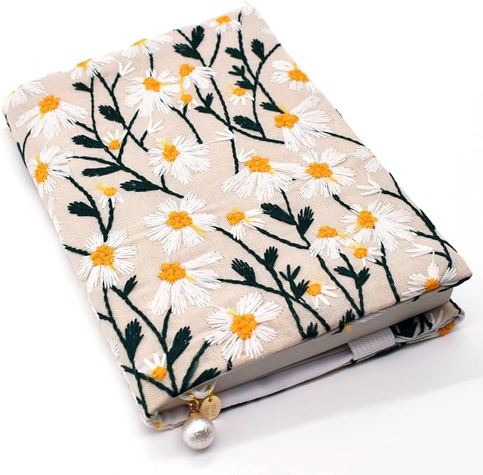 BLBMH B6 Notebook Cover 5x7.2 | Handmade Fixed Non-Stretch Fabric Sleeve with Bookmark | for Small Journal Planner Travelers Notebook | Gift for Women - Daisy B
