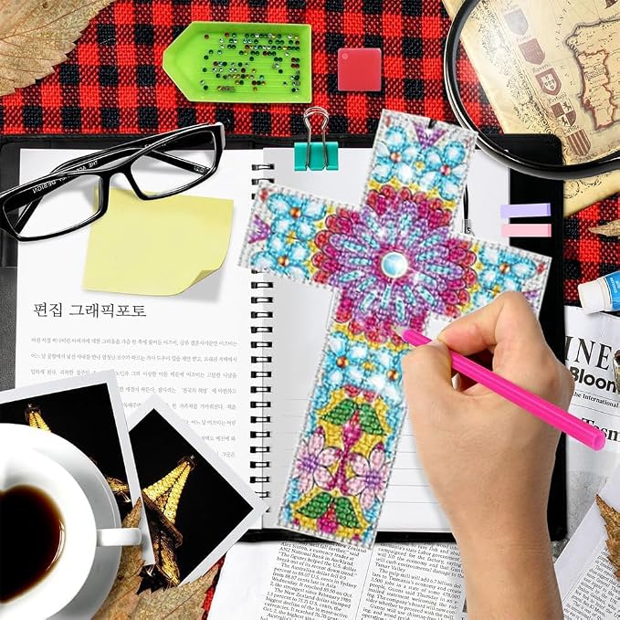 Anserdrm 6Pcs Diamond Art Bookmarks Kit - DIY Paint with Diamonds Bookmarks with Pendant, Arts and Crafts Kits for Adults, Perfect Craft Gifts